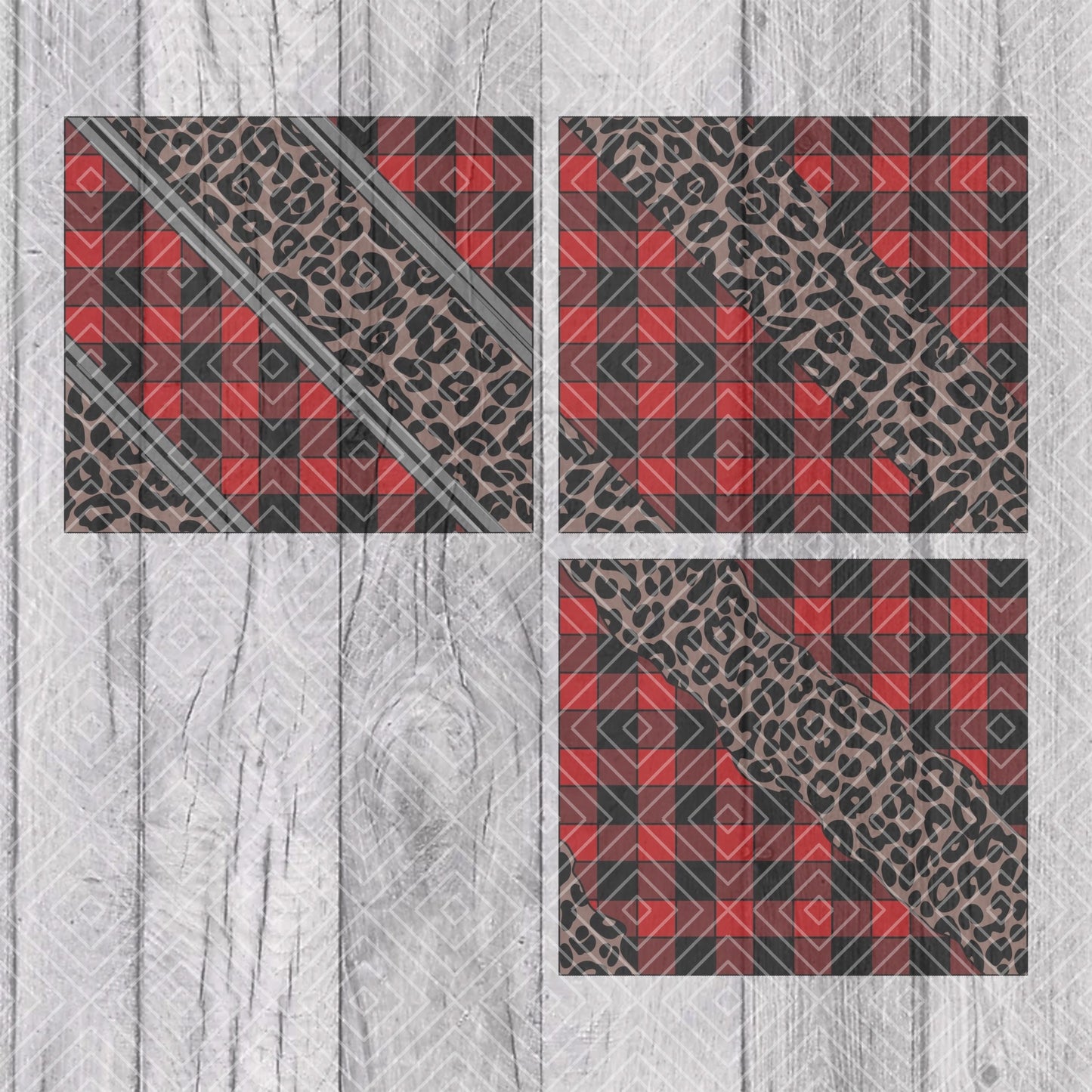 Buffalo Plaid Leopard Swirl Split Template for 20oz Skinny Straight Tumblers