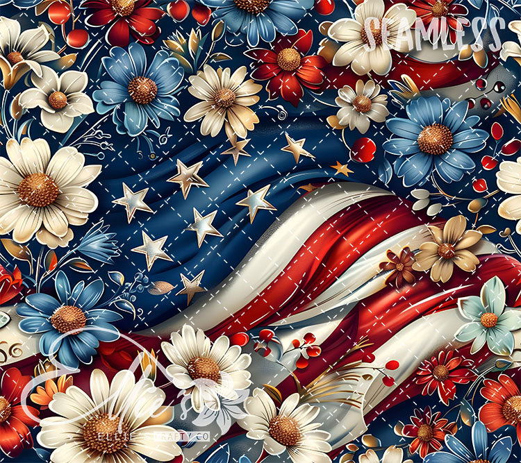 Patriotic Floral Bundle 3 Tumbler Wrap Bundle