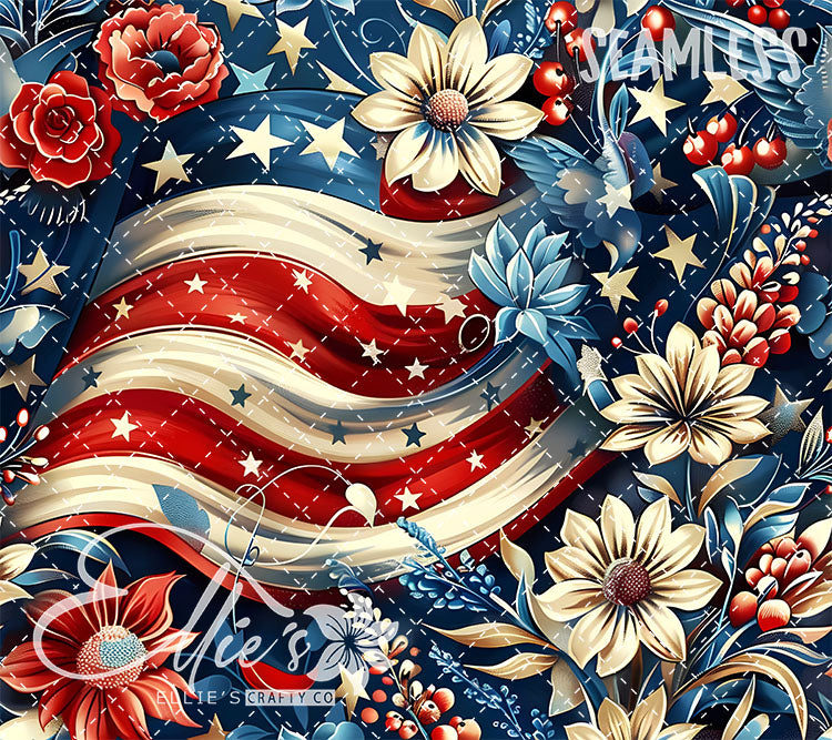 Patriotic Floral Bundle 3 Tumbler Wrap Bundle