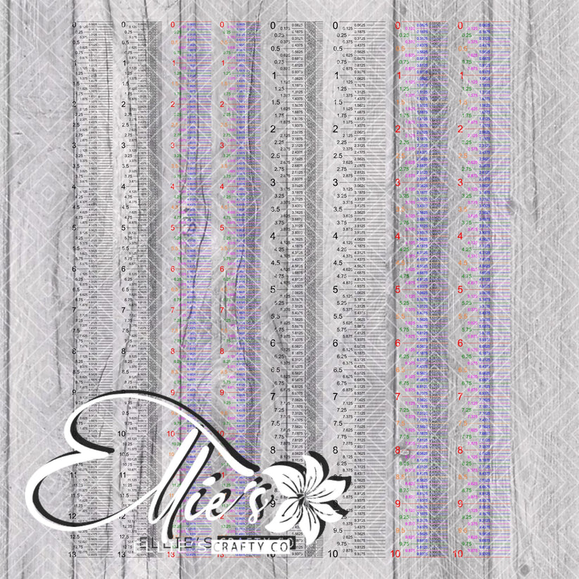 Printable Ruler with 16ths and 32nds inch in Decimal Units – elliescraftyco
