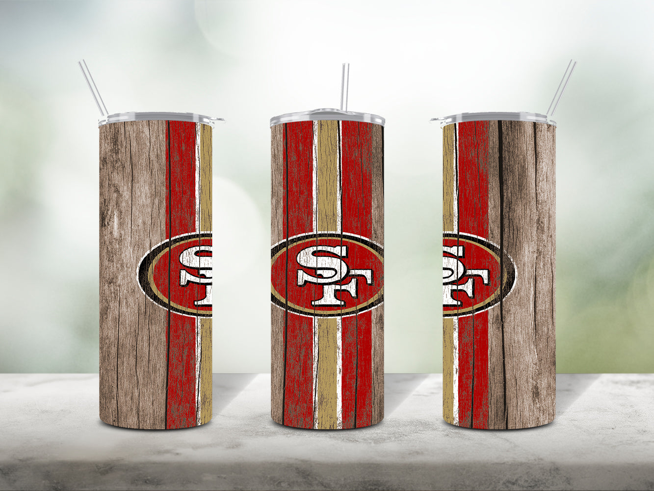 Football Team Painted on Wood Tumbler Wrap