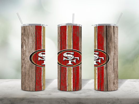 Football Team Painted on Wood Tumbler Wrap