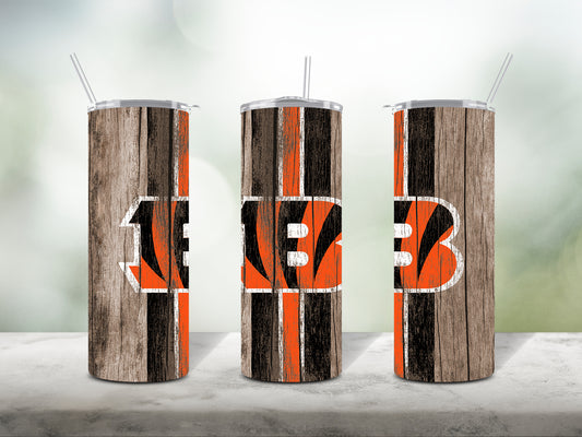 Football Team Painted on Wood Tumbler Wrap