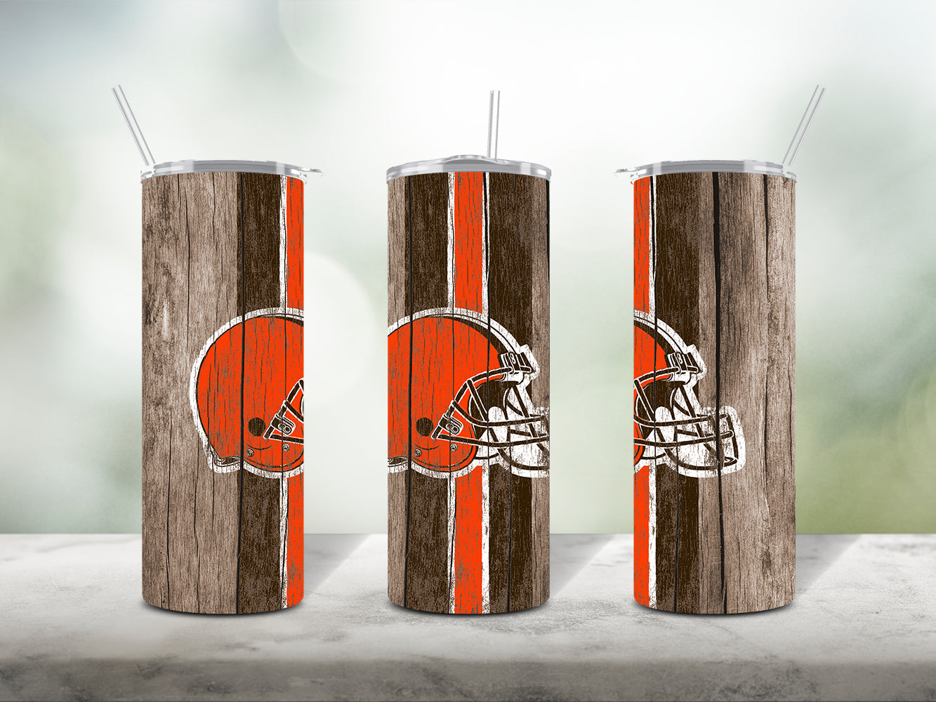 Football Team Painted on Wood Tumbler Wrap