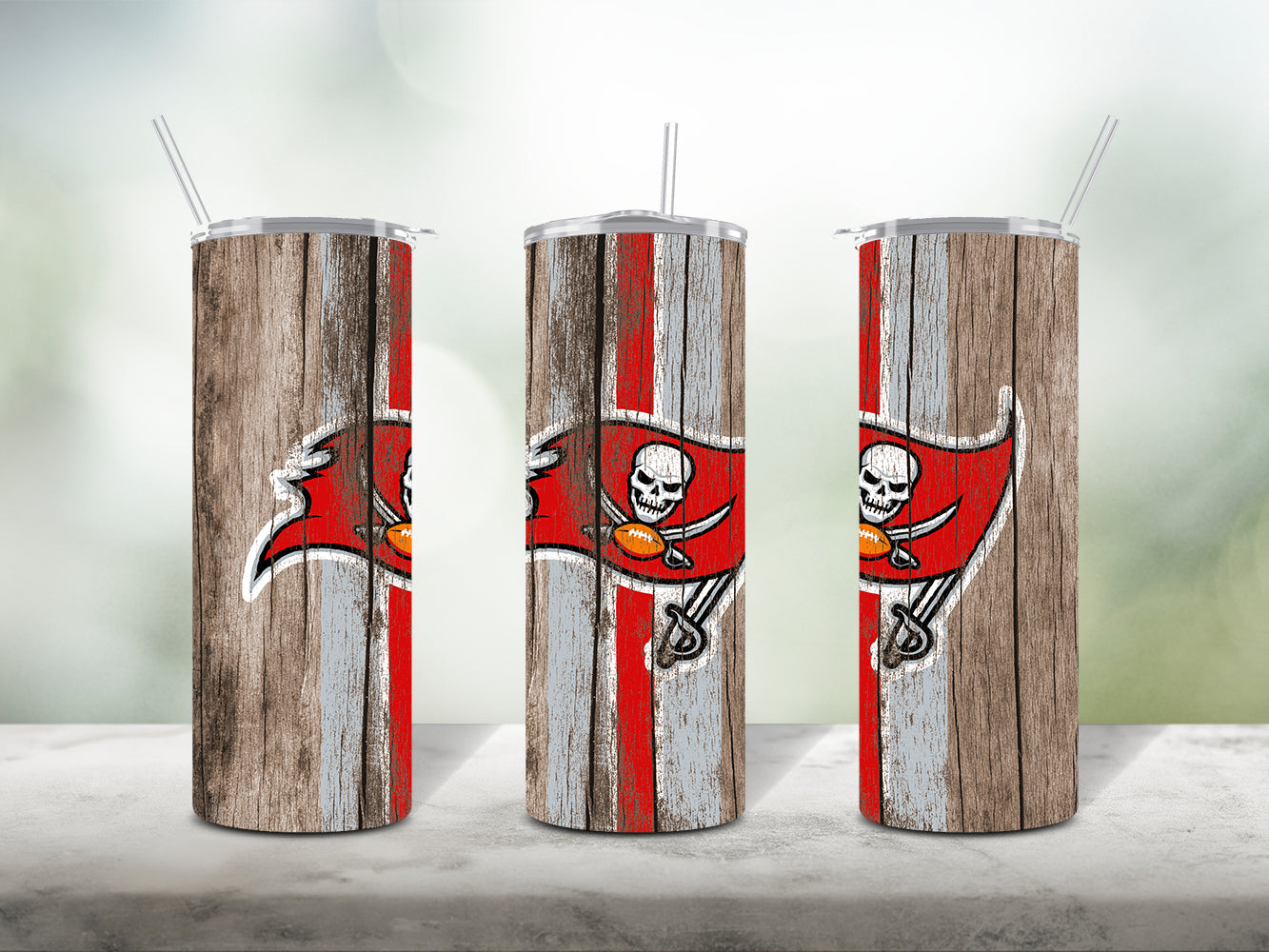 Football Team Painted on Wood Tumbler Wrap