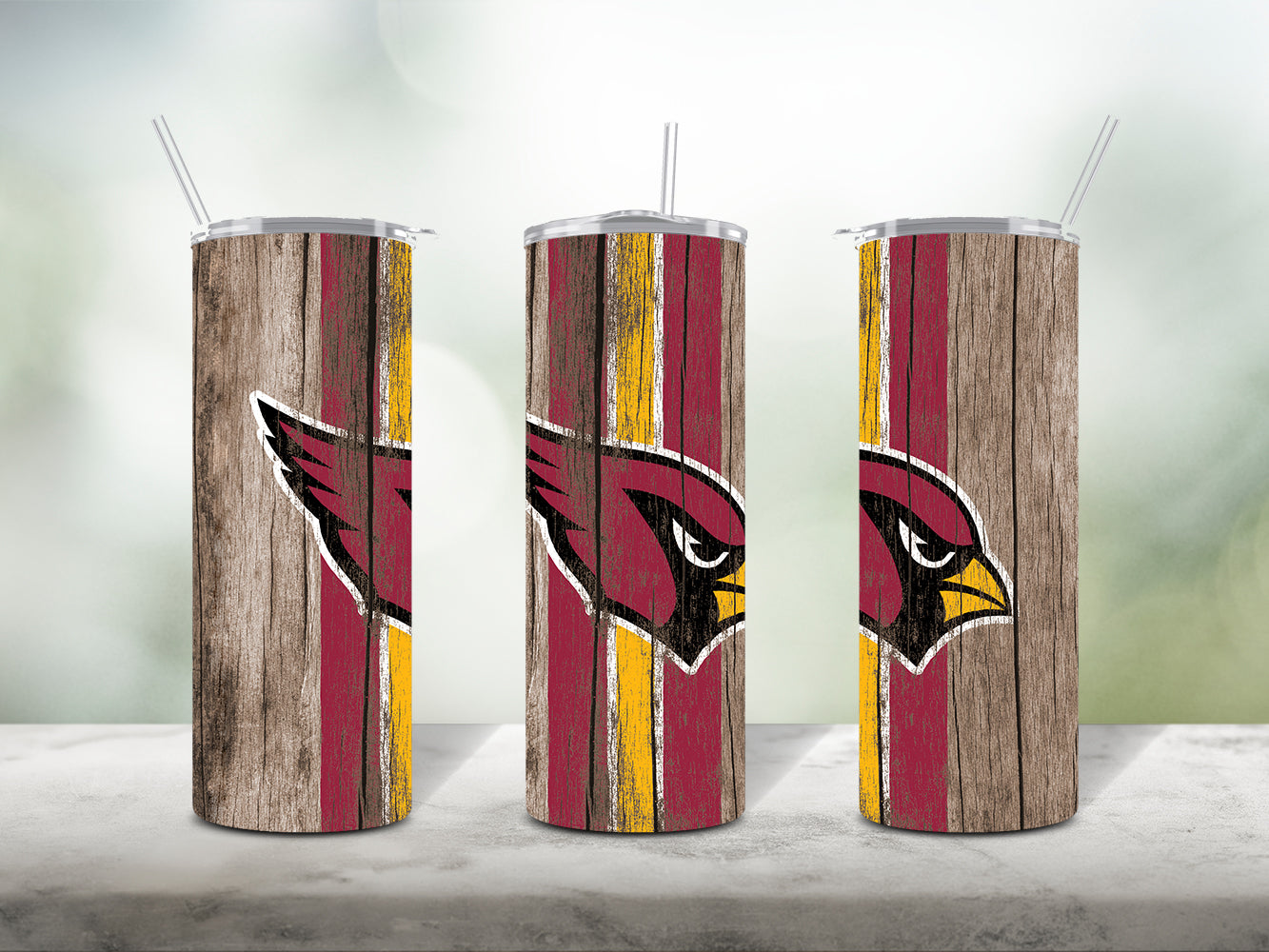 Football Team Painted on Wood Tumbler Wrap