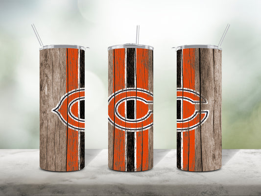 Football Team Painted on Wood Tumbler Warp