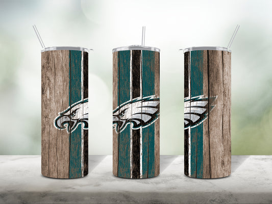 Football Team Painted on Wood Tumbler Wrap