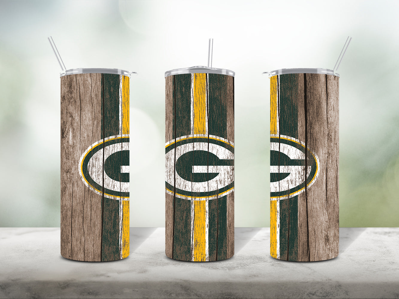 Football Team Painted on Wood Tumbler Wrap