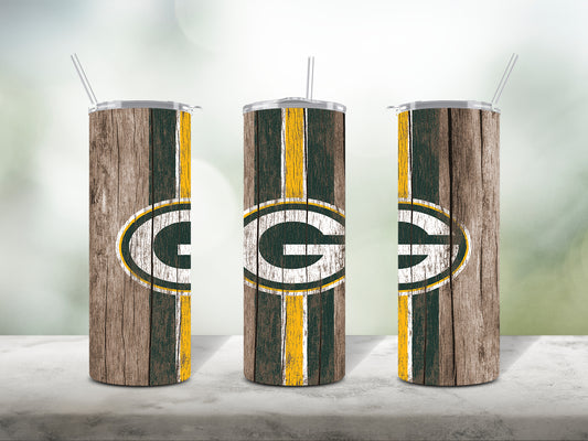 Football Team Painted on Wood Tumbler Wrap