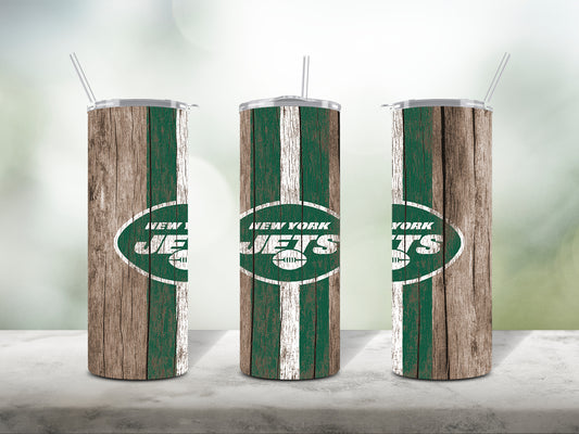 Football Team Painted on Wood Tumbler Wrap