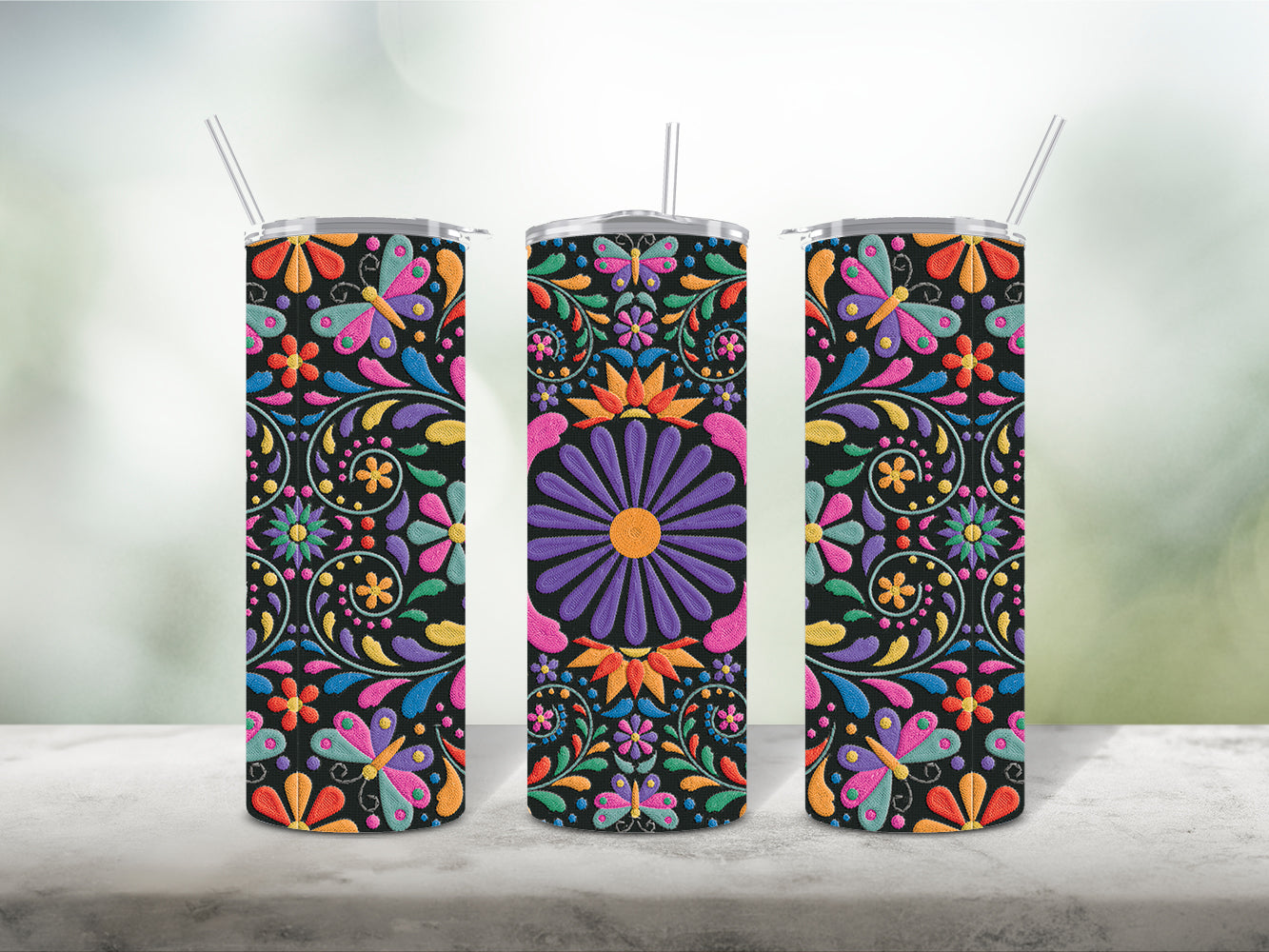 Mexican Embroidery Tumbler Wrap Bundle