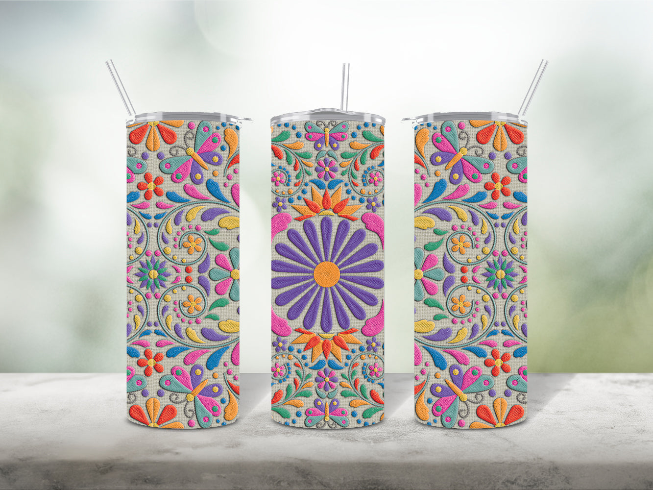 Mexican Embroidery Tumbler Wrap Bundle