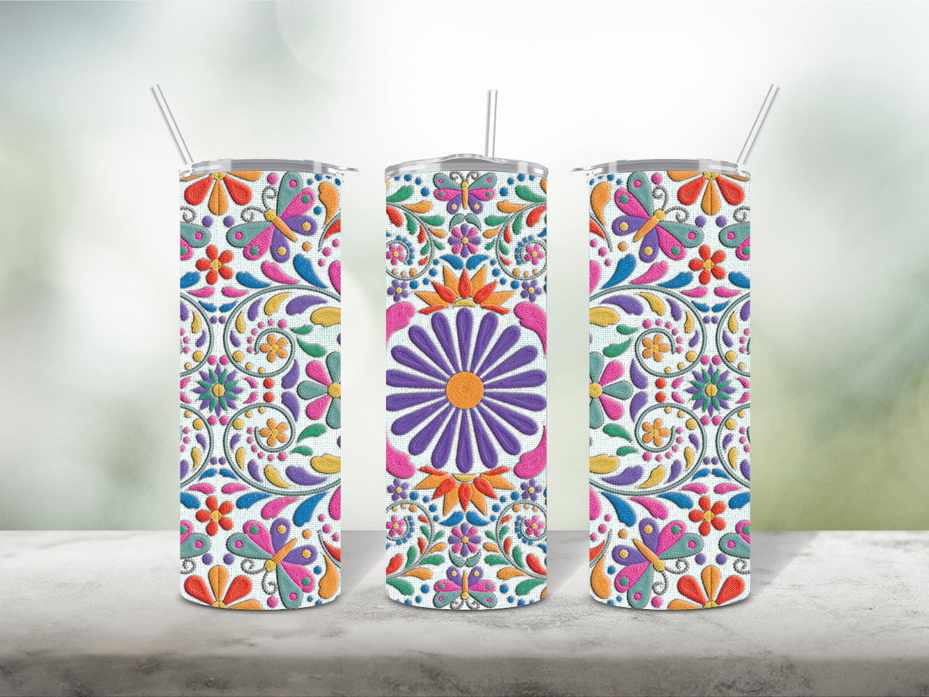 Mexican Embroidery Tumbler Wrap Bundle