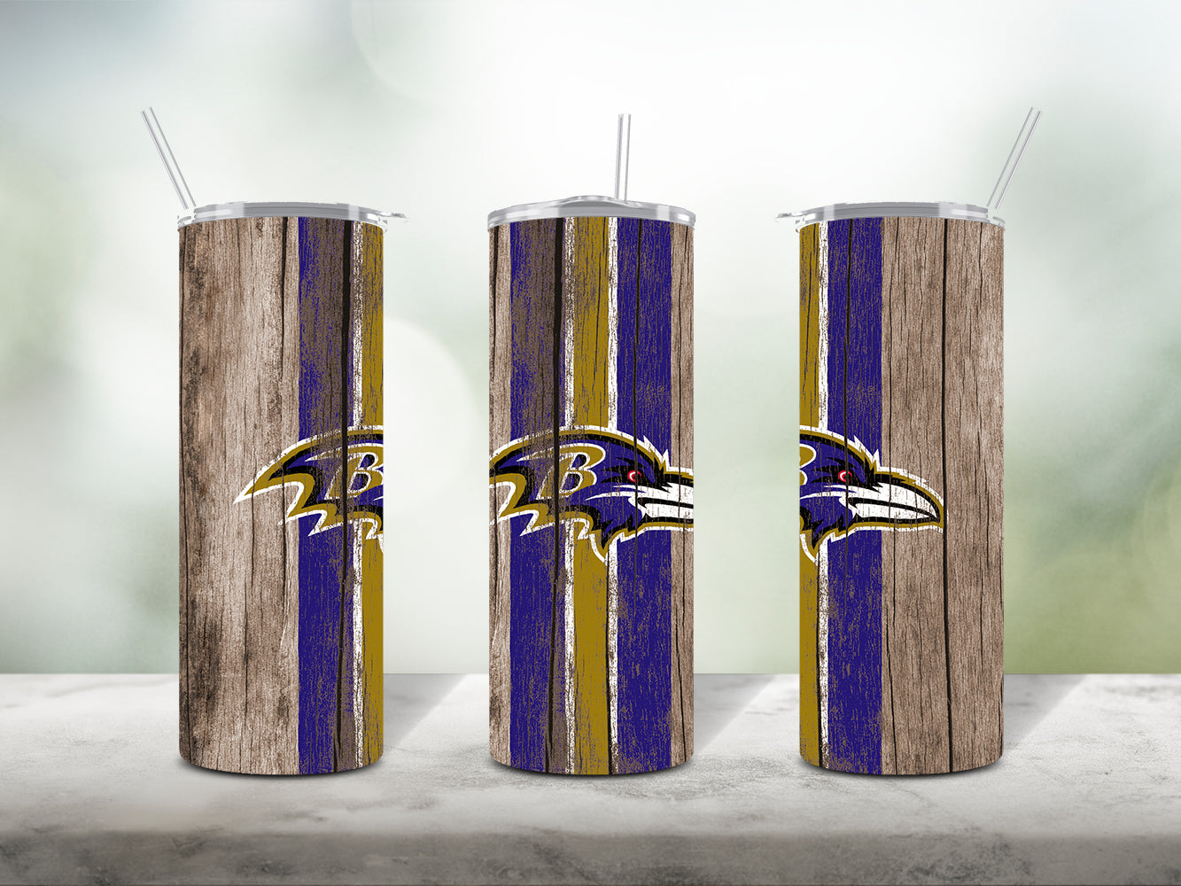 Football Team Painted on Wood Tumbler Wrap