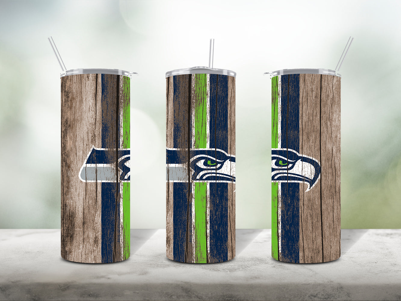 Football Team Painted on Wood Tumbler Wrap