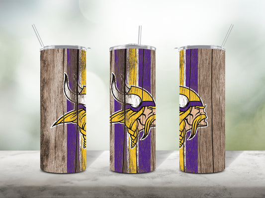 Football Team Painted on Wood Tumbler Wrap