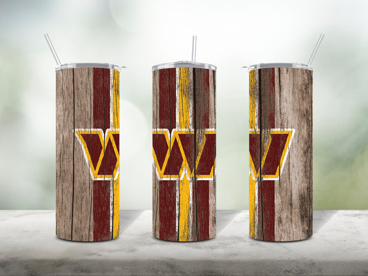 Football Team Painted on Wood Tumbler Wrap